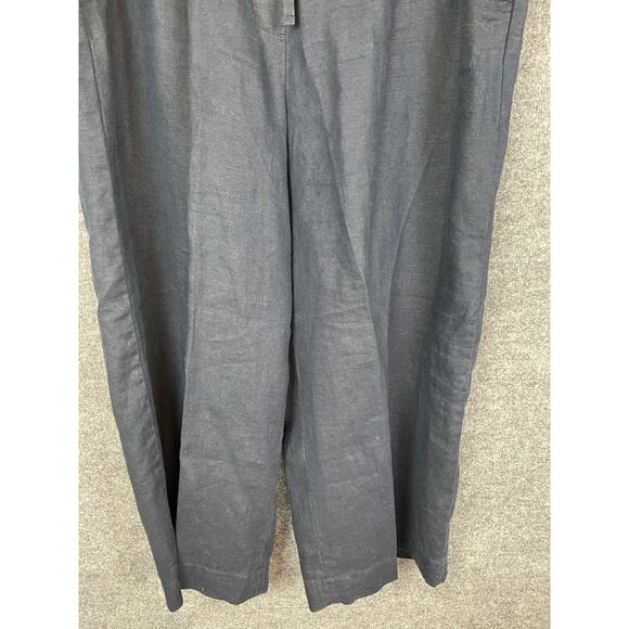Talbots Navy Blue Linen Pants Size XL Elastic Waist Drawstring Coastal - Picture 3 of 13